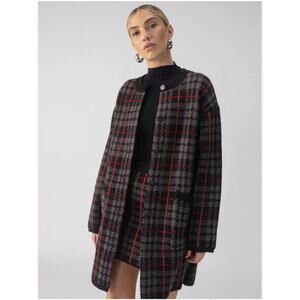 Sanctuary Plaid Long Sleeve Mid-Length Sweater Jacket Size M NWT